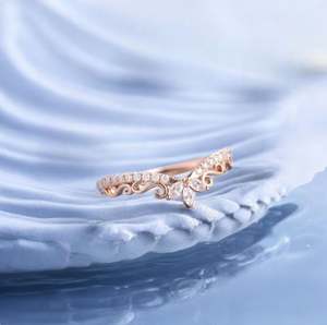 Anillo de Boda de Lujo Curvo de Plata 925 con Corte Marquesa, Oro Rosa, Estilo Vintage, Moissanita, Apilable, Combinable, Único - Product Image 2