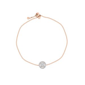 Bracelet chaîne solitaire halo circulaire en or rose avec diamant de laboratoire - Product Image 3