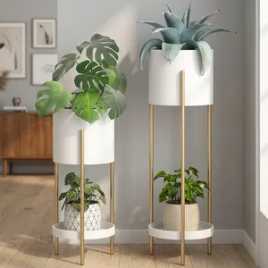 2 Tier Powder Coated Metal Indoor Plant Stand Decorative Storage Rack Modern Plant Display Shelf Durable <b>Iron</b> Organizer - Product Image 5