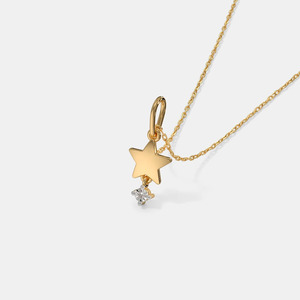 Yellow Gold Double Star Lab Grown Diamond Drop Pendant Necklace - Product Image 2