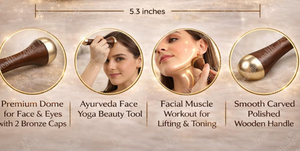 Kansa <b>Wand</b> Ayurvedic Beauty Tool Face Body Foot <b>Massage</b> Double Sided Bronze Metal Ends Teak Wood Handle Lightweight Handmade - Product Image 5