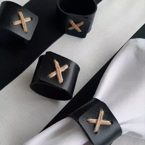 Elegante Juego de Servilleteros de Cuero para Decoración de Mesa de Boda, Accesorios de Comedor con Estilo para Hoteles - Product Image 1