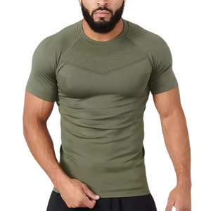 T-shirt de sport pour homme surdimensionné, sans couture, léger, à séchage rapide, 100% coton, pour la salle de sport - Product Image 1