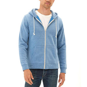 Sudaderas con capucha para hombre, personalizadas al por mayor, 100% algodón, de punto liso, con forro polar, ligeras, con doble cremallera - Product Image 6