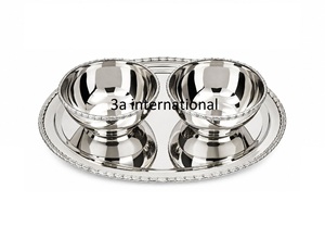 Designer Border Round Metal Serving <b>Tray</b> Solid Elegant Residential Use Dishwasher Safe <b>Catering</b> Serving <b>Tray</b> - Product Image 3
