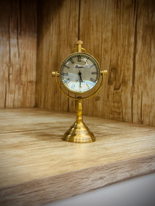 Nautical Solid Brass Gyroscope Desk <b>Clock</b> Vintage Maritime Tabletop Timepiece Antique Ship-Inspired Office & Home Decor - Product Image 3