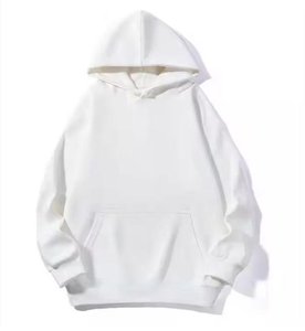 Sweat-shirt à capuche blanc surdimensionné pour homme, 100% coton, molleton français, décontracté, avec poche, coupe classique, pour l'automne - Product Image 1