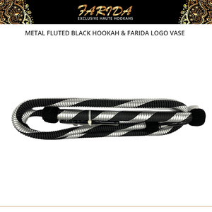 Competitive Price Good Quality Unique Design Lacquer Finish Luxury Egyptian Metal Fluted Black <b>Mini</b> Hookah Farida Logo <b>Vase</b> - Product Image 5