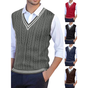 Pull en tricot acrylique respirant, haut sans manches léger, pull pour homme très vendu, pull en tricot confortable - Product Image 5