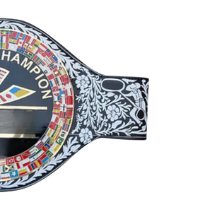 Ceinture de championnat de lutte de qualité supérieure, design floral noir et blanc, ceintures de championnat personnalisées plaquées or, haute qualité - Product Image 4