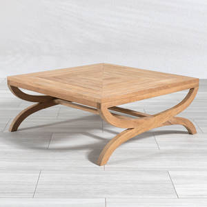 Mesa de Centro Moderna Minimalista Ecológica y Duradera Hecha a Mano en Madera de Teca para Terraza de Hotel o Villa Contemporánea - Product Image 5