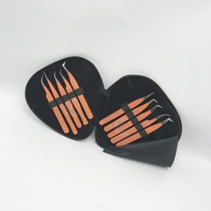 Pinzas de pestañas de volumen de punto de plata con recubrimiento de polvo naranja profesional Punta de fibra Mango cómodo Etiqueta privada personalizable - Product Image 5