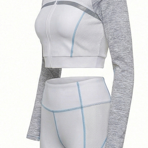 Ensemble de survêtement de sport personnalisé avec logo imprimé, coupe ajustée, en polyester, pour la gym et le jogging, service OEM, respirant et à séchage rapide - Product Image 5