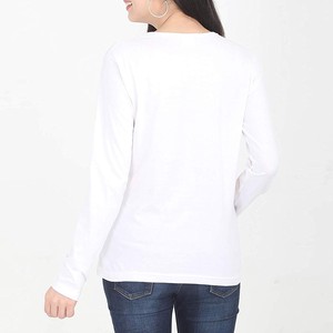 T-shirt décontracté en coton respirant à manches longues et col rond pour femme, coupe classique, toutes saisons, ODM - Product Image 2