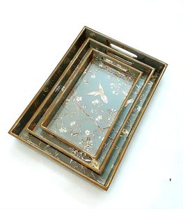 MDF Wooden <b>Tray</b> Set 3 Modern Reusable Portable Serving Decorative Display <b>Trays</b> for Living Room Coffee Table Kitchen Wedding - Product Image 4