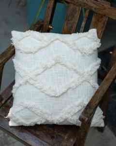 Housse de coussin texturée ivoire de qualité supérieure avec design zigzag 3D tufté, taie d'oreiller carrée décorative pour canapé de salon moderne - Product Image 6