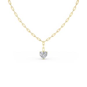 Collar con Colgante Solitario en Forma de Corazón, Cadena de Clip, Diamante Cultivado en Laboratorio, 18 Pulgadas - Product Image 2