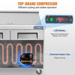 48\" Commercial Stainless Steel Refrigerator Sandwich Salad <b>Prep</b> <b>Table</b> 12.9 Cu. Ft. Commercial <b>Kitchen</b> Refrigeration Equipment - Product Image 5