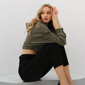 Nardon Apparel Luxury <b>Women's</b> Zippered <b>With</b> Hoodie Double <b>Pockets</b> Design <b>Cardigan</b> High Quality Solid Color Knitted - Product Image 4