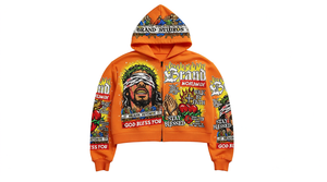 Men's Crop Hoodie <b>Zip</b>-<b>Up</b> Oversized Streetwear Print 100% Cotton Knitted Breathable Autumn <b>White</b> - Product Image 2
