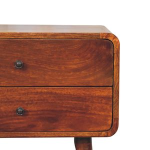 Comodino grande castagno curvo in legno massello mobili artigianali per camera da letto - Product Image 4