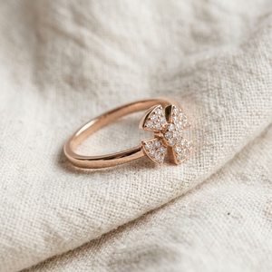 Anillo de Boda con Diseño de Flor de Cuatro Pétalos y Racimo Floral, Chapado en Oro Rosa de 14K con Diamante Cultivado en Laboratorio, Joyería Fina para Mujer, Regalo - Product Image 4