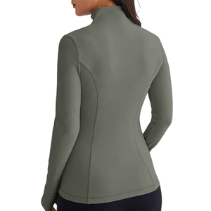 เสื้อแจ็คเก็ตออกกำลังกายพิมพ์โลโก้ตามสั่ง สีพื้น ผลิตภัณฑ์เฉพาะตัว ระบายอากาศได้ดี สำหรับผู้หญิง - Product Image 2