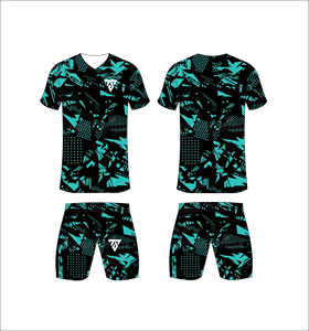 Conjunto de Camiseta de Fútbol Sublimada Personalizada para Hombre, Negra y Verde Azulado, Estilo Retro de los 90, Patrón Geométrico Grunge, Uniforme de Fútbol de Secado Rápido, Kits de Entrenamiento - Product Image 1