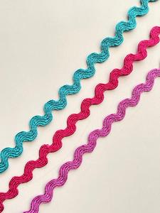 Customized Color High Tenacity Polyester Cotton Metallic Woven Embossed Rick Reck Trim 7mm Width Lace Trim Garment - Product Image 1