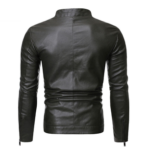 High Quality Customized Water Resistant Cow Leather <b>Jacket</b> Custom Color 100% <b>Slim</b> <b>Fit</b> Stand Collar Men's Leather <b>Jacket</b> - Product Image 4