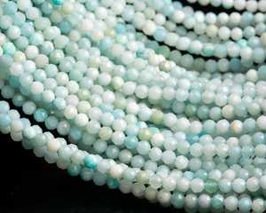 Perles rondes facettées en amazonite bleue naturelle pour la fabrication de bijoux, bracelets, colliers, artisanat DIY - Product Image 3