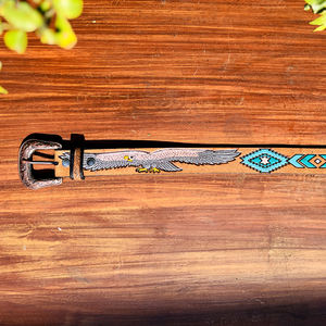 Ceinture en cuir Eagle Western entièrement fabriquée à la main, finition premium avec boucle en alliage de zinc, motif Paisley, largeur 40 mm, durable - Product Image 5
