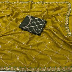 Sari de Georgette a la Moda para Mujer, Colección Étnica para Fiestas y Festivales - Product Image 3