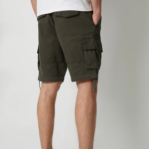 Shorts cargo vert olive pour homme, taille mi-haute, cordon de serrage, décontractés, style bermuda, avec poches latérales, tissu en coton respirant - Product Image 3