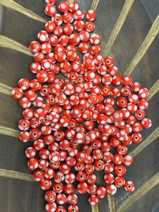 8mm Handmade Red <b>White</b> Skunk Glass Trade Beads Round Lampwork Loose Beads for Jewelry Making Crafts <b>Bracelet</b> Necklace - Product Image 3