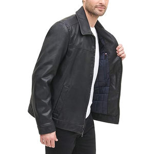 Chaqueta de Cuero PU para Hombre, Estilo Casual de Invierno, de Alta Calidad y Venta Caliente, Chaqueta Delantera Ajustada con Cuello Alto, Personalizada para Motociclistas - Product Image 5
