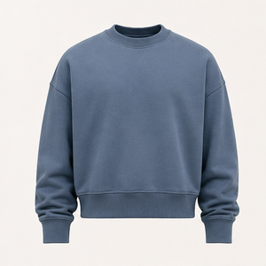 Sweat-shirt personnalisé bleu ardoise pour homme, coupe ample, col rond, double couche, en molleton de coton épais, MCRW-0015 - Product Image 1
