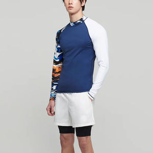 เสื้อกันแดดแบบไม่มีแขนสำหรับผู้ใหญ่ ลายพิมพ์เขตร้อนสีน้ำเงิน ป้องกันรังสียูวี ผลิตจากโพลีเอสเตอร์ คอวี แห้งเร็ว พิมพ์ลายด้านหน้าด้วยเทคนิคการถ่ายเทความร้อน - Product Image 3