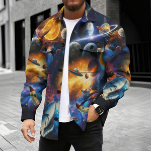 Chaqueta de Hombre con Estampado de la Bandera del Día de la Independencia para Primavera y Otoño, Chaqueta Moderna y Versátil con Patrón de la Bandera de EE. UU., Cortavientos - Product Image 1