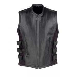 Chaleco de Motociclista de Cuero Genuino para Invierno, con Cremallera, Resistente al Viento, Transpirable, Personalizable con Etiqueta Privada - Product Image 3