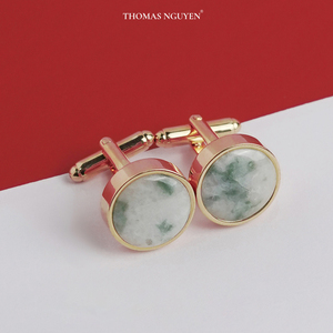 Mancuernillas de Jadeíta Feng Shui de Alta Gama con Baño de Oro de 18K (MSDAXL005) de la Colección Tinh Vu. - Product Image 6