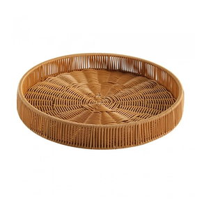 Bandeja de Servir de Ratán Hecha a Mano Estilo Bohemio, Cesta Decorativa Ecológica de Primera Calidad con Asa de Madera Maciza para Té y Aperitivos - Product Image 4