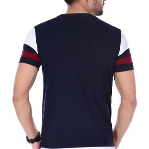เสื้อยืดคอกลมแขนสั้นผู้ชาย ผ้าถักเนื้อนุ่ม แต่งขอบตัดสี ทรงปกติ สวมใส่สบาย ทรงโอเวอร์ไซส์ ผ้าฝ้าย 100% ระบายอากาศได้ดี - Product Image 2