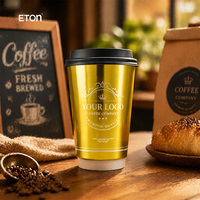 Vaso de Papel con Logotipo Personalizado, Lujoso, con Papel Dorado, Doble Pared Aislada, para Café, Bebidas Calientes, Desechable, para Llevar, con Tapa