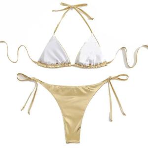 Nuevo Conjunto de Bikini de 2 Piezas para Mujer, Traje de Baño Simple de Secado Rápido, Impermeable, con Logotipo Personalizado, Gran Venta - Product Image 6