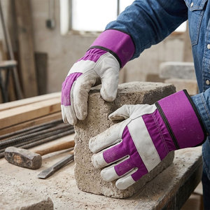 Gants de sécurité en cuir de vachette grainé de haute qualité, doux et confortables, pour la protection des mains dans le secteur de la construction - Product Image 4