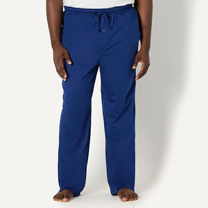 Royal Blue Men Lounge Pyjama Pants Jersey <b>Drawstring</b> Button Fly Elastic Waist Soft Casual <b>Trouser</b> - Product Image 2