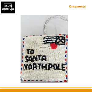 ผลิตในอินเดีย งานปักมือ ขนาด 8 x 8 ซม. ของตกแต่งแขวนสำหรับเทศกาล - ซองจดหมายถึงซานต้า-ขั้วโลกเหนือ สำหรับตกแต่งบ้าน ราคาประหยัด - Product Image 4