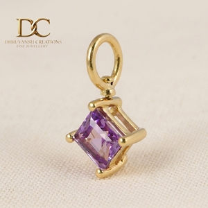 Pendentif Charme Solitaire Classique en Or Jaune Massif 9K Certifié IGI avec Alexandrite de Laboratoire pour Femme, Bracelet et Collier - Product Image 2