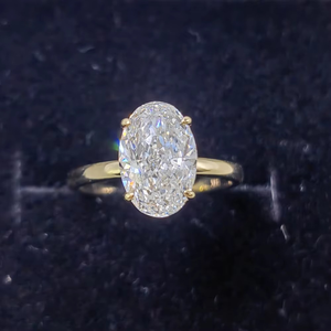 <b>925</b> Sterling <b>Silver</b> 18K Solid Gold Oval Cut Four Claw Setting Moissanite <b>Rings</b> Women's Wedding Jewelry For Anniversary Gift - Product Image 3
